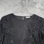 Rebecca Taylor Blouse Black Lace Sheer Top Medium Gothic Dark Romantic Feminine Photo 3