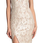 Dress the Population Cadence Sequin Floral Lace Cocktail Dress Off-White Nude L Photo 0
