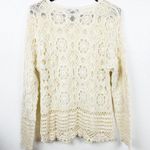 CELINA YANG DESIGNS Cream Knit Lace Long Sleeves Ramie Cotton Blend Top Medium Photo 1
