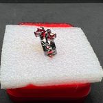 Handmade Red Cz black open back ring Photo 1