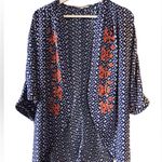 Miss Me  Embroidered Kimono Desert Sky Open Front NWOT Blue/White Boho Festival Photo 1