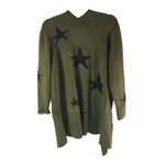 Sweet Romeo Olive Green Star Print Open Front Cardigan Sweater With Pockets L Photo 1