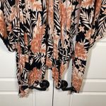 Billabong  Floral Kimono Coverup Black White Bohemian Beach Tie Waist‎ Resort Photo 2
