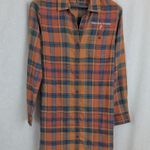 Toad & Co. Plaid Flannel "Maine Beer Company" Shirt Dress Medium Orange Photo 4