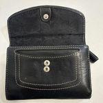 Fossil Vintage Y2K Black Card Holder Folding Zip Minimalist Snap Leather Wallet Photo 4