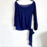 Arden B . Luxe Silk Fringe Tie Waist Blouse Size Medium Photo 0