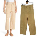 Vince High Rise Linen Cotton Crop Pants In Ginseng Khaki Tan Size 4 Photo 1