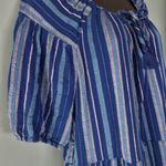 Wonderly Dress 1X Blue White Striped Dress Tiered Boho Puff Tassel Tie Coastal Photo 4