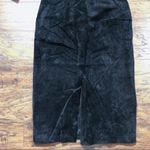 vintage • 1980s black suede leather dress sheath plunge neck criss cross open Photo 12