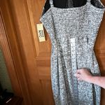 Madden NYC poly/cotten blend fit n’ flair dress with bustier top chain belt Sz L Black Size L Photo 3