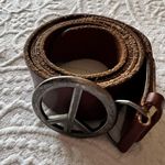 American Eagle VINTAGE  LEATHER PEACE SIGN BELT BOHO SOUTHWESTERN COACHELLA large Photo 0