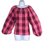 Kate Spade  Pink Plaid Long Sleeves Greenhouse Top Large $268 NWT Preppy Holiday Photo 0