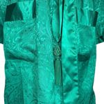 Victoria's Secret Vintage 80s  Robe L Gold Label Satin Long Emerald Jacquard Korea Photo 2