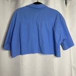 ZARA  Oversized Blue Cut Off Crop Button Up Shirt Small Photo 1