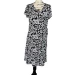 Attention  crossover side tied black &‎ white midi dress medium Photo 2