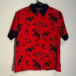 Red and Navy Blue Floral Collared Short Sleeve‎ Blouse Funky Festival Top Size 8 Photo 0