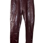 Spanx Women's Liquid Gloss Faux Leather Leggings L Ruby Red High Rise Sculpting Photo 3