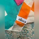 Vintage 80s Elissa bright abstract art silk long head neck scarf Pink Photo 3