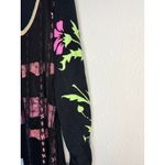 Gypsy Daisy Black & Pink Floral Lace Mesh Y2K Top Sz Large Photo 2