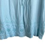 Rose & Rhyme Women Top 1X Light Blue Eyelet Embroidered Linen Blend Boho Cottage Photo 3