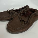 Minnetonka brown soft pebbled leather moccasins indoor outdoor slippers size 8 Photo 3