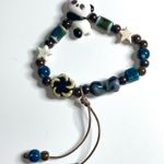 Panda Bear Bracelet Brown Star Blue Boho Ceramic Beaded Elastic Stretchy Photo 3