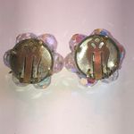 Vintage Clear AB Crystal Beads Round Cluster Beaded Boho Clip On Earrings Photo 1
