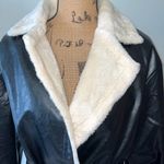 Pascale La Mode faux leather wrap jacket black w/white faux fur lining Size L Size L Photo 3