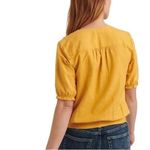 Lucky Brand  Women's Yellow Cotton Wrap Top Puff‎ Sleeves Tie Waist - M NWOT Photo 11