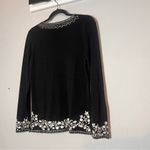 Neiman Marcus  Embroidered Sweater Blouse Top Black White Silk Cotton Size Small Photo 5