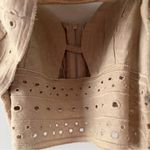 Jason Wu Linen Blend Eyelet Adjustable Spaghetti Strap Crop Top zip back tiered Photo 3