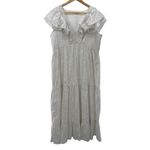 Roller Rabbit Lurex Ondine V-Neck Cap Ruffle Sleeve A-Line Midi Dress Length Photo 3