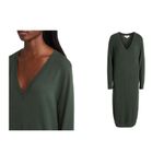 Treasure & Bond Long Sleeve V-neck Midi Sweater Dress In Green Wood Medium Photo 4