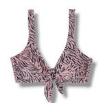 Xhilaration Metallic Tie-Front Bralette Bikini Top Metallic Mauve Animal Print S Photo 0