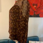 W By Worth  100% Silk Brown Print Blouse Top Shirt Size 4 S Small Photo 2