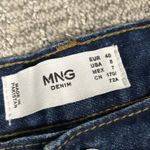 Mango MNG Nora Wide Leg Jeans Womens 8 Raw Hem Button Fly Blue Denim Photo 3