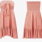 Amazon Elegant Peach Strapless Mini Dress Photo 1