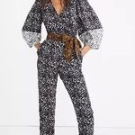 Apiece Apart Floral Puff-Sleeve Navy Blue Jumpsuit 4 Photo 7