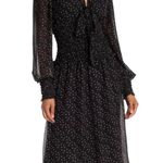 Max Studio Smocked Waist Midi Dress Long Sleeves Black & White Size L New w/Tag Photo 6