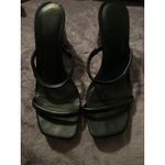 A New Day Black Heeled Sandals Snakeskin Print Block Heel Minimalist Style‎ Size 8 Photo 2