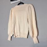 525 America 525 Sweater Pullover Crewneck Puff Sleeves Cream Ivory Beige Cotton Size Small Photo 3