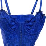 Primark Women Bustier 32D Blue Lace Underwire Corset Top Coquette PinUp Romantic Photo 2
