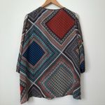 Gibson Latimer NEW NWT  Blue Red Scarf Print Boho Peasant 3/4 Sleeve Blouse Small Photo 5