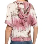 Ginger G Tie Dye Short Sleeve Hoodie Berry Brown Cream Size Large NWT Photo 1