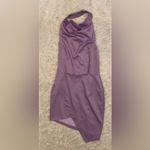 Elliatt NWOT Camo Asymmetric Satin Cocktail Dress in Lavender Sz M Photo 4