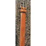 Casual‎ Corner Large Genuine Leather Crocodile Embossed Belt Silver Buckle Italy Brown Photo 2