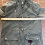 New Look Women's Edgy Hooded Utility Military Jacket Embroidered floral Patch Size Medium Photo 4