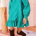 Ulla Johnson Emilia Dress in Turquoise Size 4 Textured Mock Neck Mini Dress Photo 0