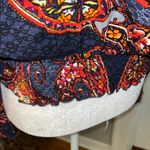 LASCANA Vibrant Blue and Orange Long Sleeve Tie Front Blouse Size 6 Photo 2