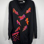 J. Renee One Size Black Sweatshirt Dress Shoes Applique Vintage 80s Novelty Size M Photo 0